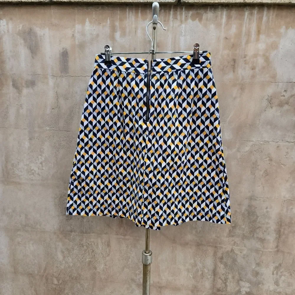 Louche london modcloth geometric print pleated skirt